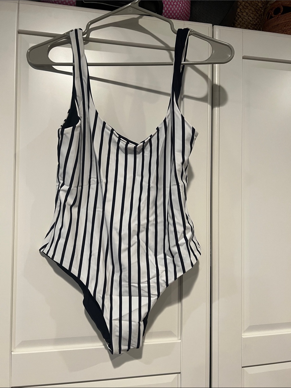 Saint James Navy and White Vertical Stripe One-Piece Swim